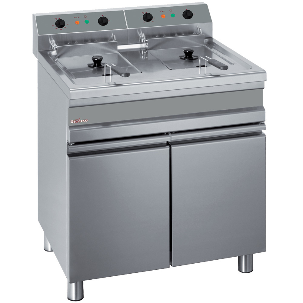 Electric fryer 2 tanks of 14 liters on cabinet