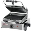 Electric panini grill, grooved plates