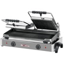 DOUBLE electric panini grill, grooved plates