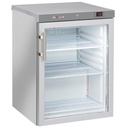 Ventilated fridge, glass door, 200 liters. stainless steel