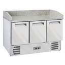 3-door GN1/1 refrigerated pizza table, granite top