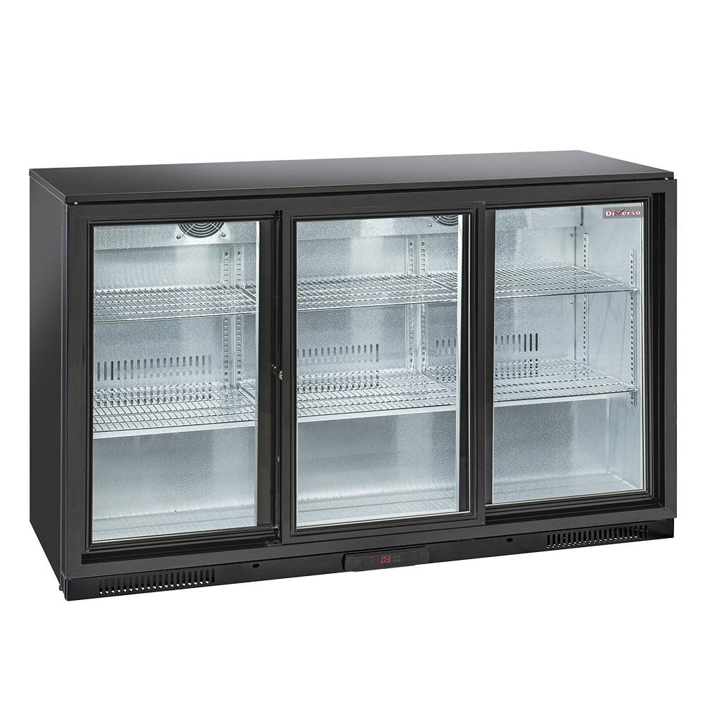 Ventilated “rear bar” bottle cooler, 3 sliding glass doors