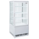 Vitrine de table ventilée 4 niveaux, 4 faces vitrées,  80 litres - BLANCHE