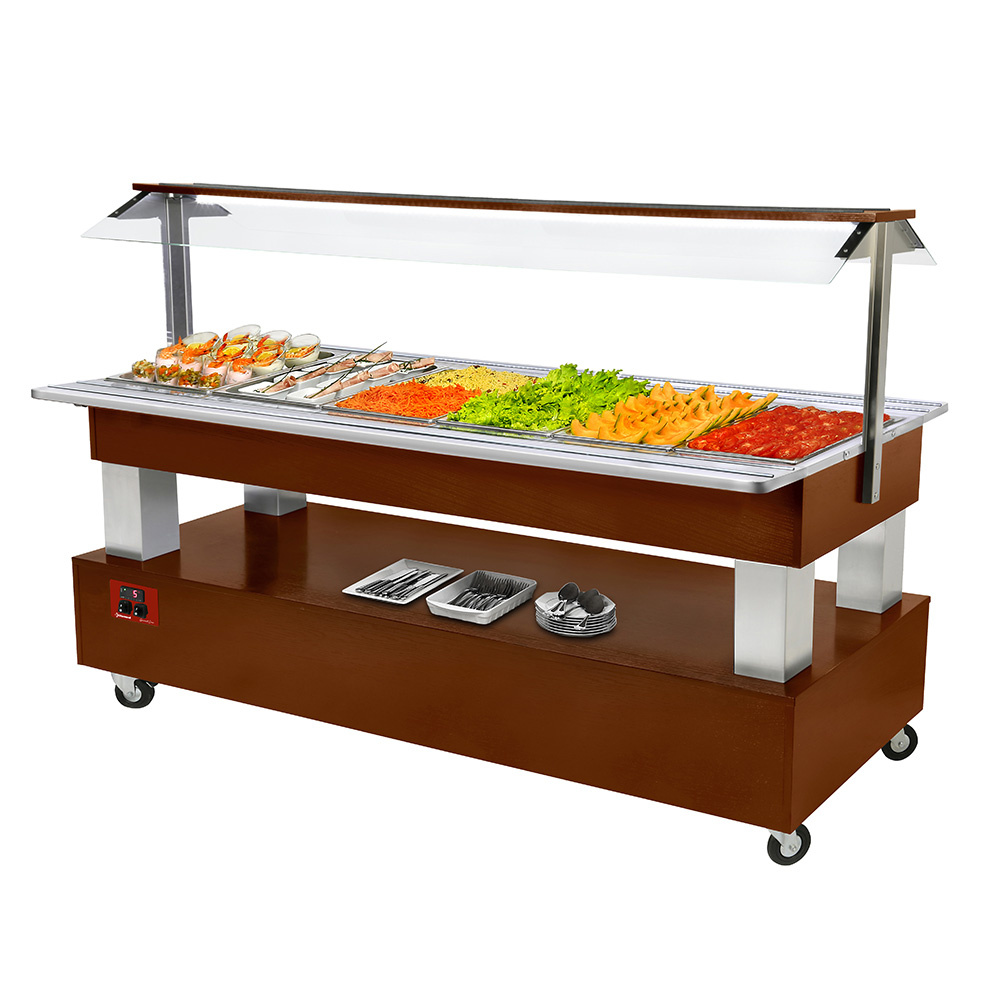 Buffet - Refrigerated salad bar, 6x GN1/1-150 (mahogany wood)