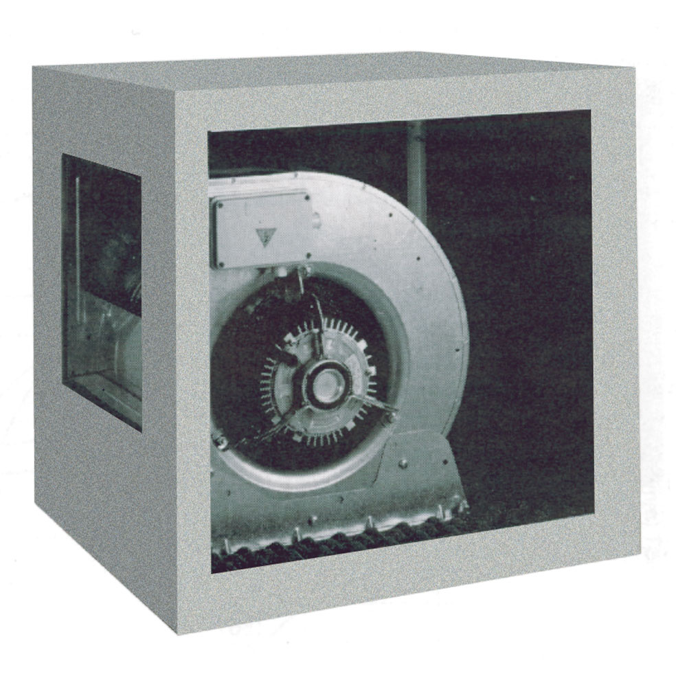 Centrifugal ventilator with isolated caisson