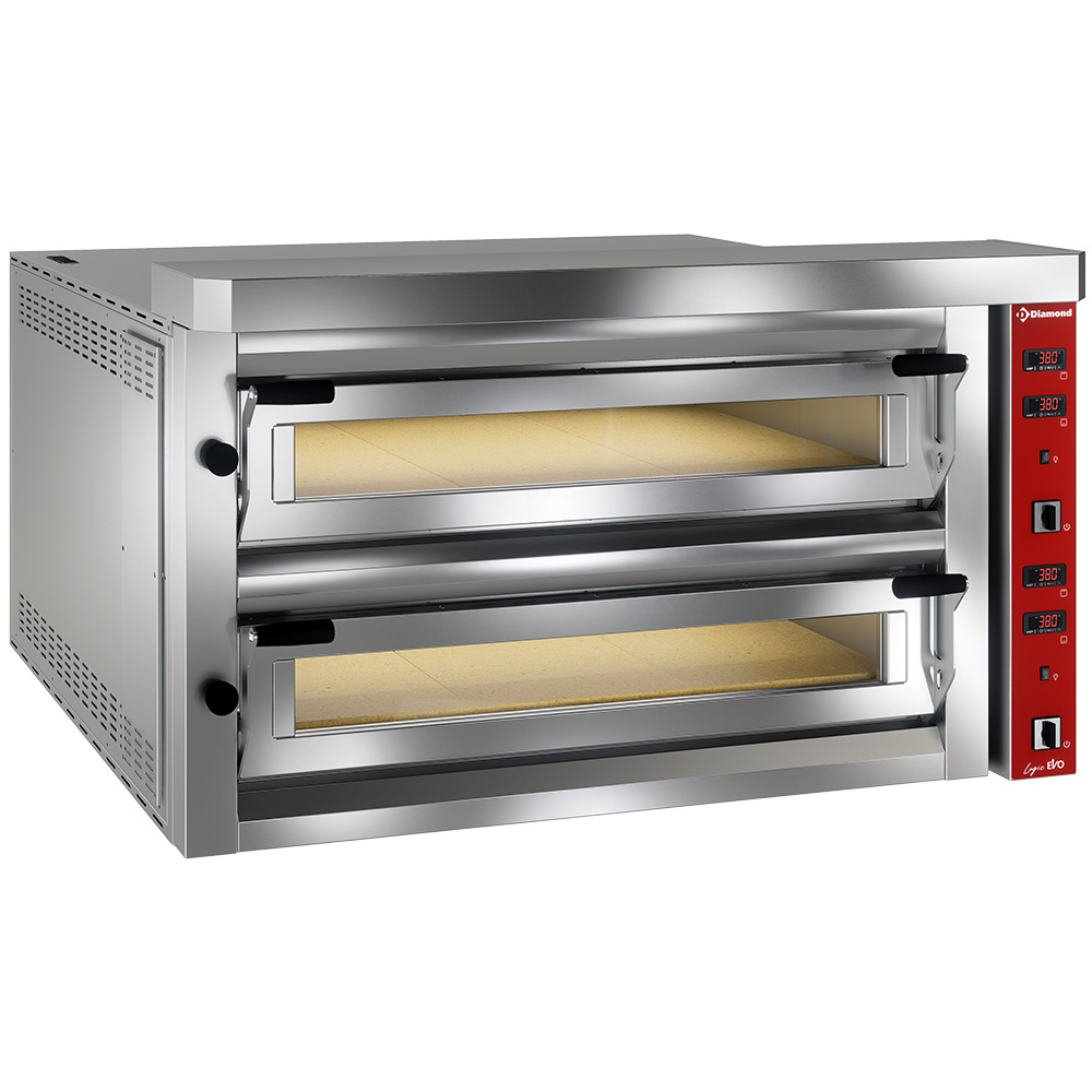 Electric pizza oven "extra large", 2x 9 pizzas 350mm - FULL refractory stone