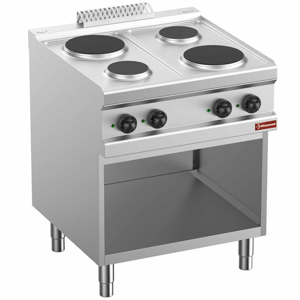 Electric range, 4 round plates, on cupboard