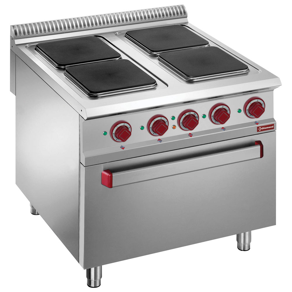 Electric stove 4 plates with electric GN 2/1 oven