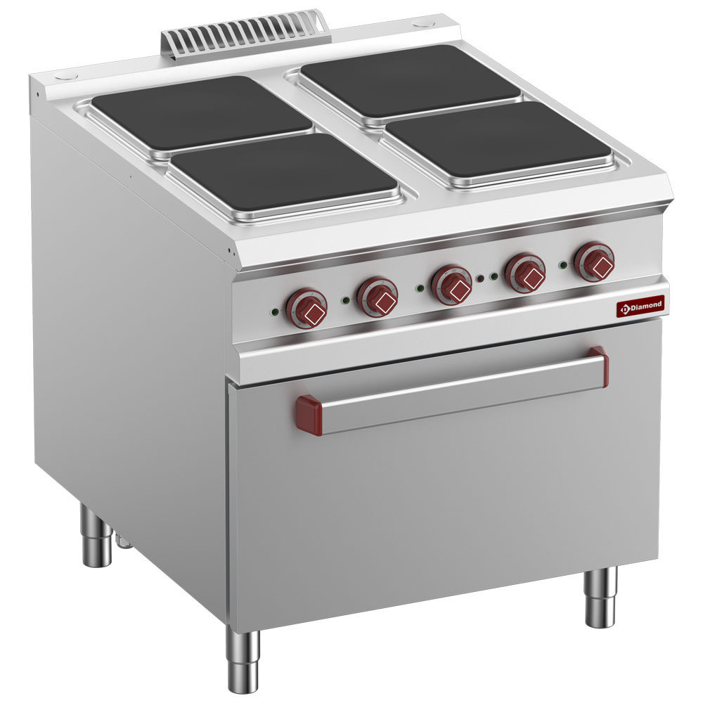 Electric stove 4 plates with electric GN 2/1 oven