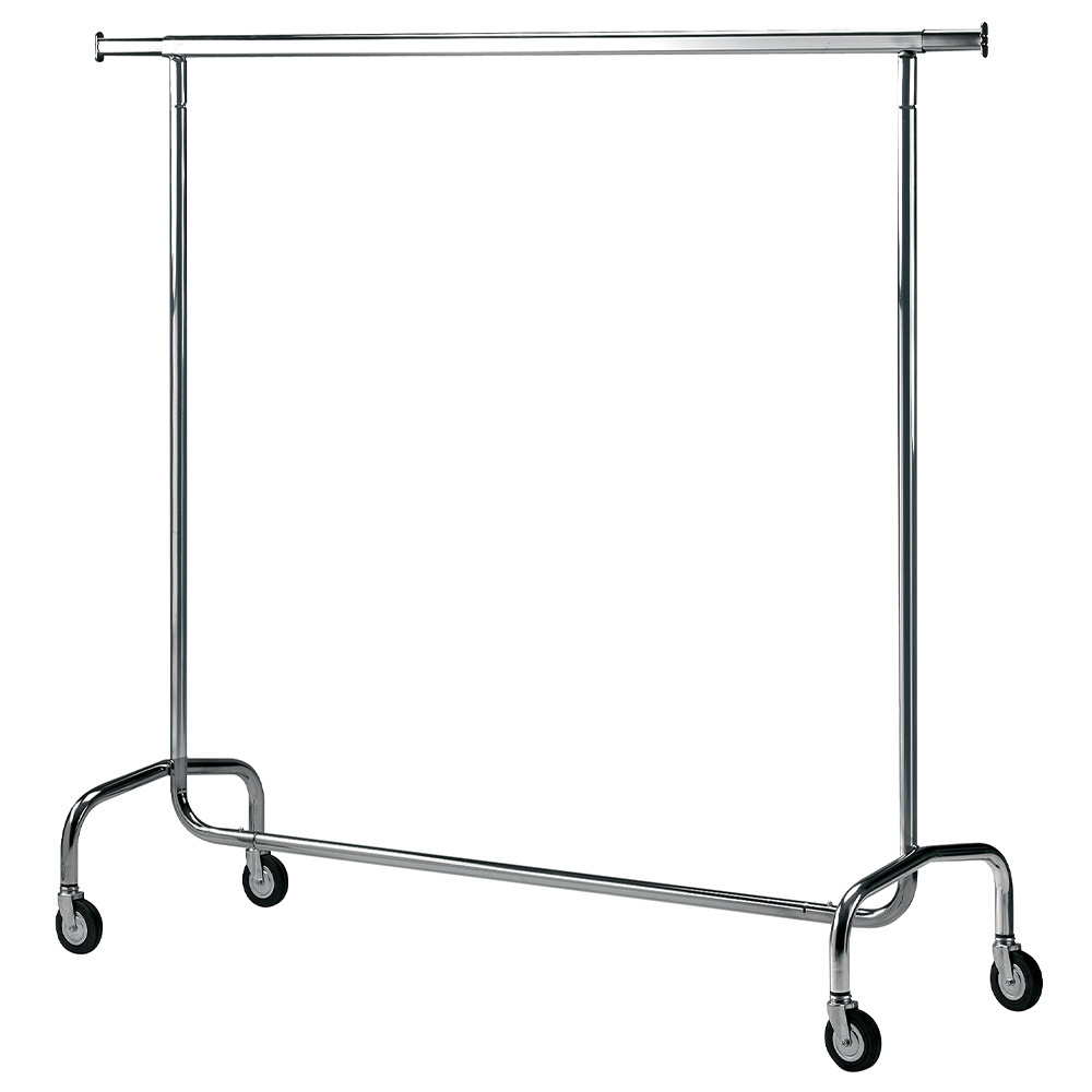 Clothes hanger on dismountable castors, chromed