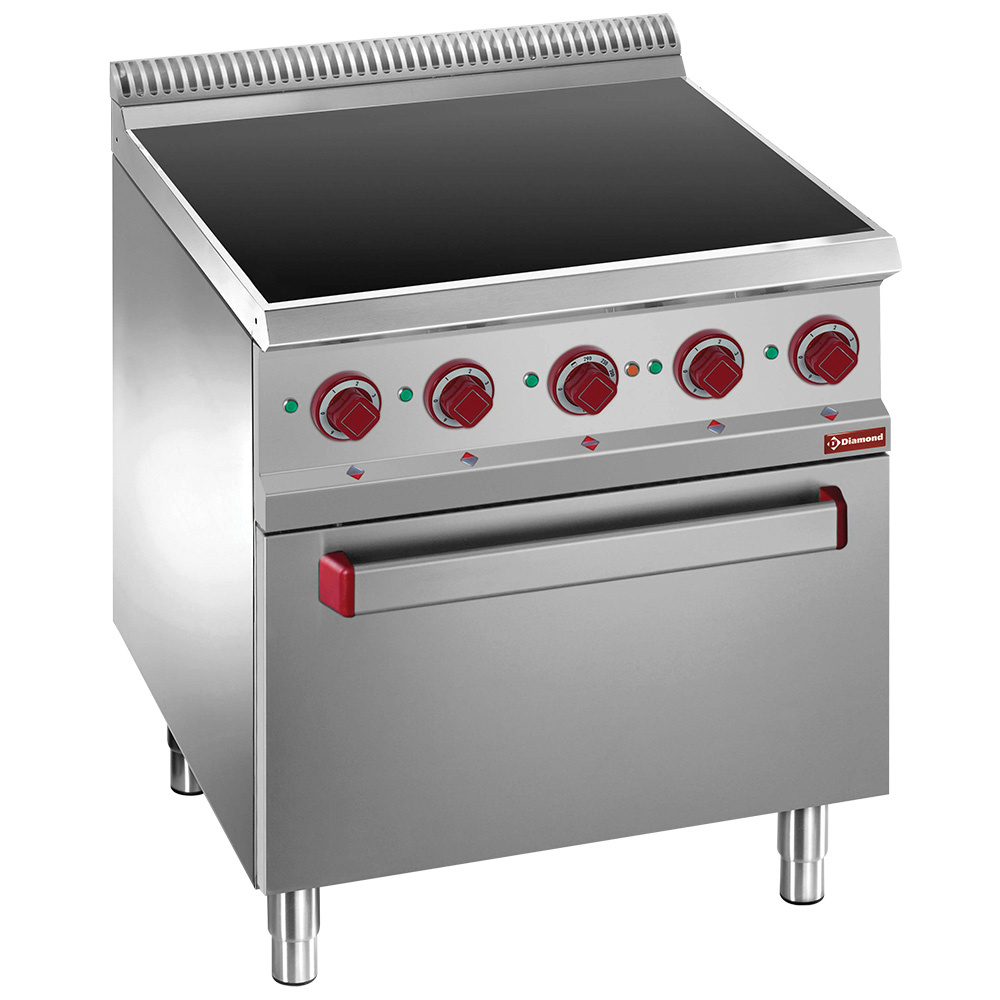 Electric cooker vitroceramics 4 hobs, electric oven GN 2/1