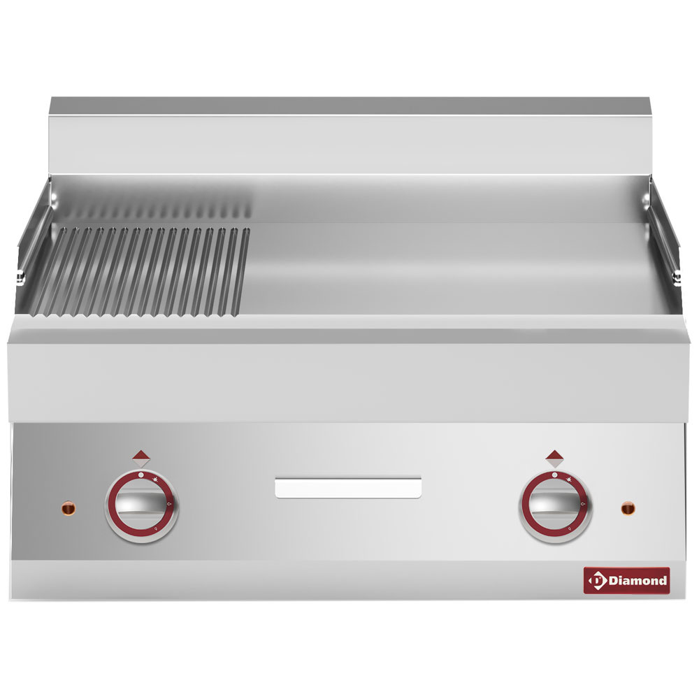 Electric cooking plate 2/3 flat and 1/3 ribbed -Top-
