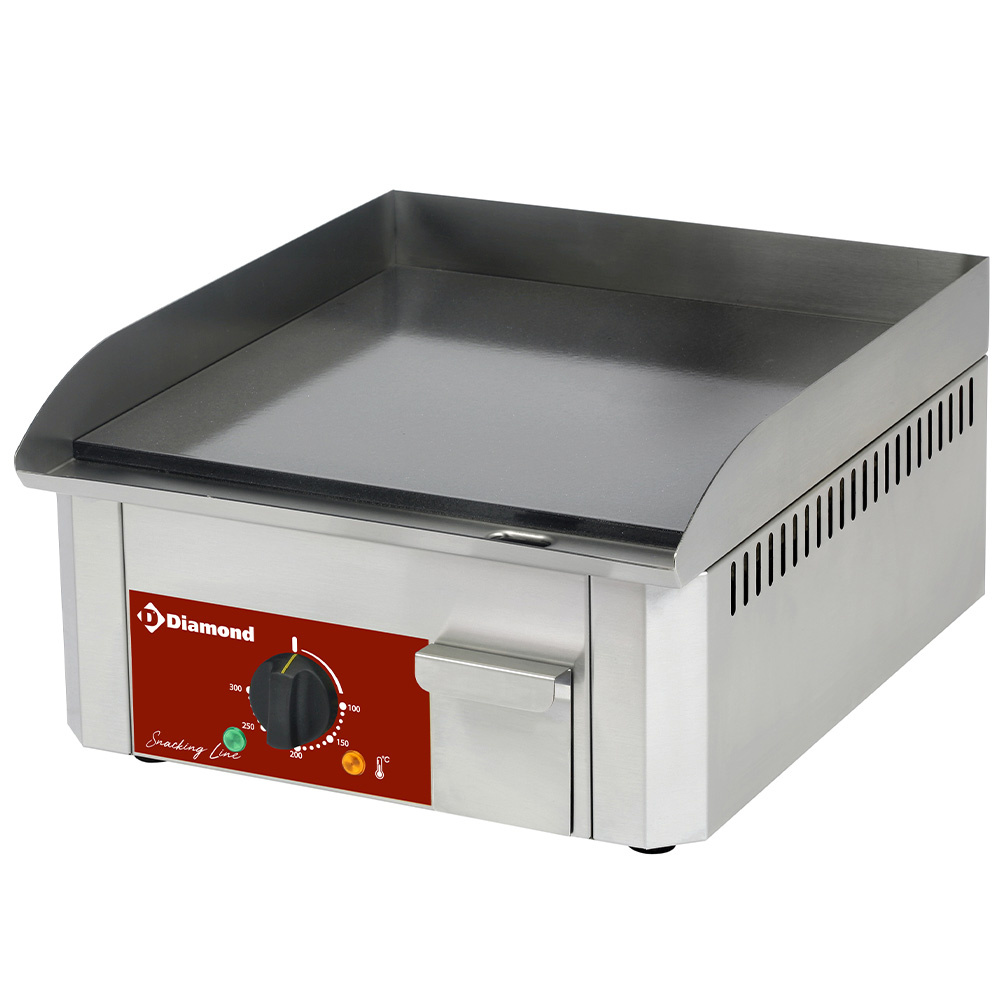 Electric griddle plate, enameled surface