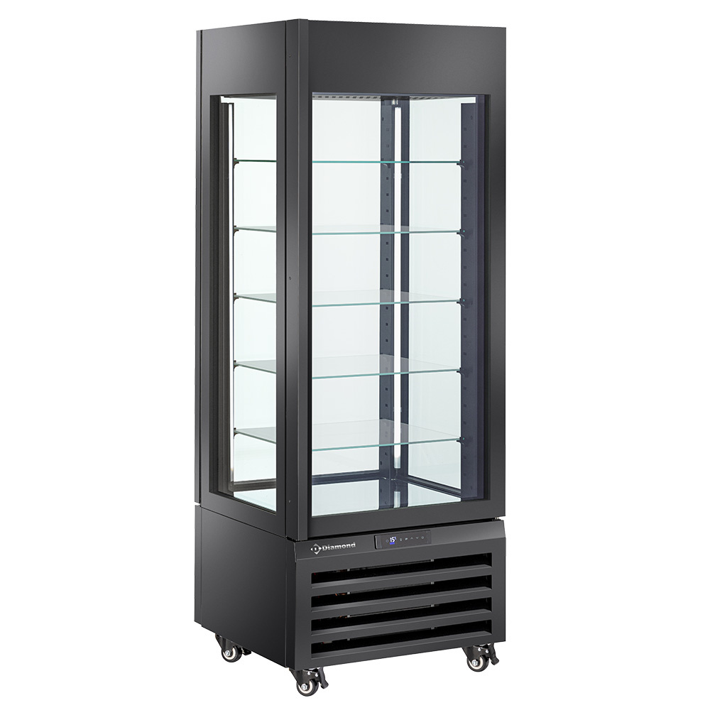 Fully glassed showcase" 440 Lt., 5 glass levels, ventilated - CHOCOLATE - BLACK