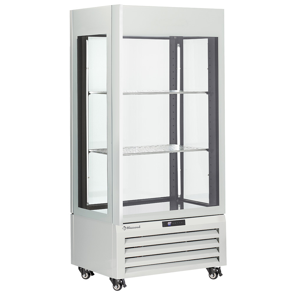 Fully glassed showcase" 600 Lt., 1 level + 2 shelves, ventilated - WINE - WHITE