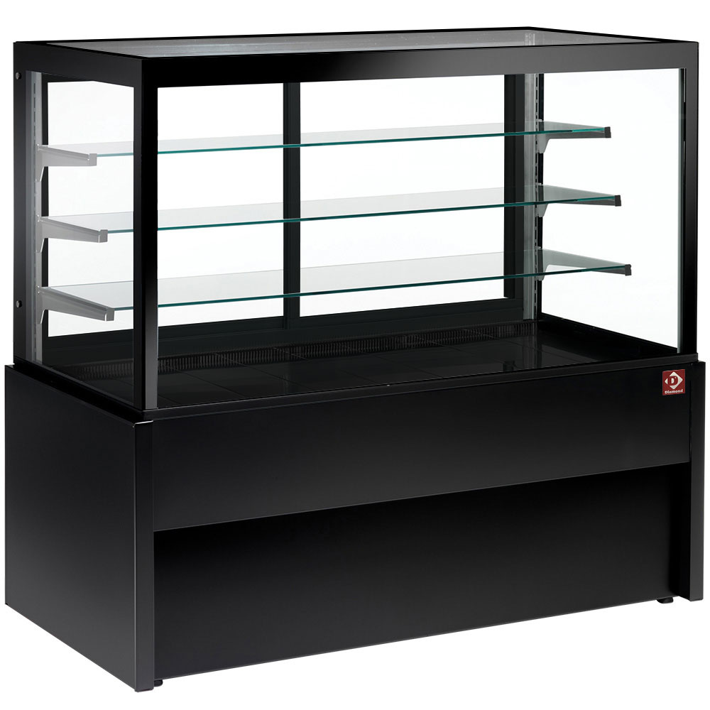Panoramic display counter, heated, 4 levels, without storage room - BLACK