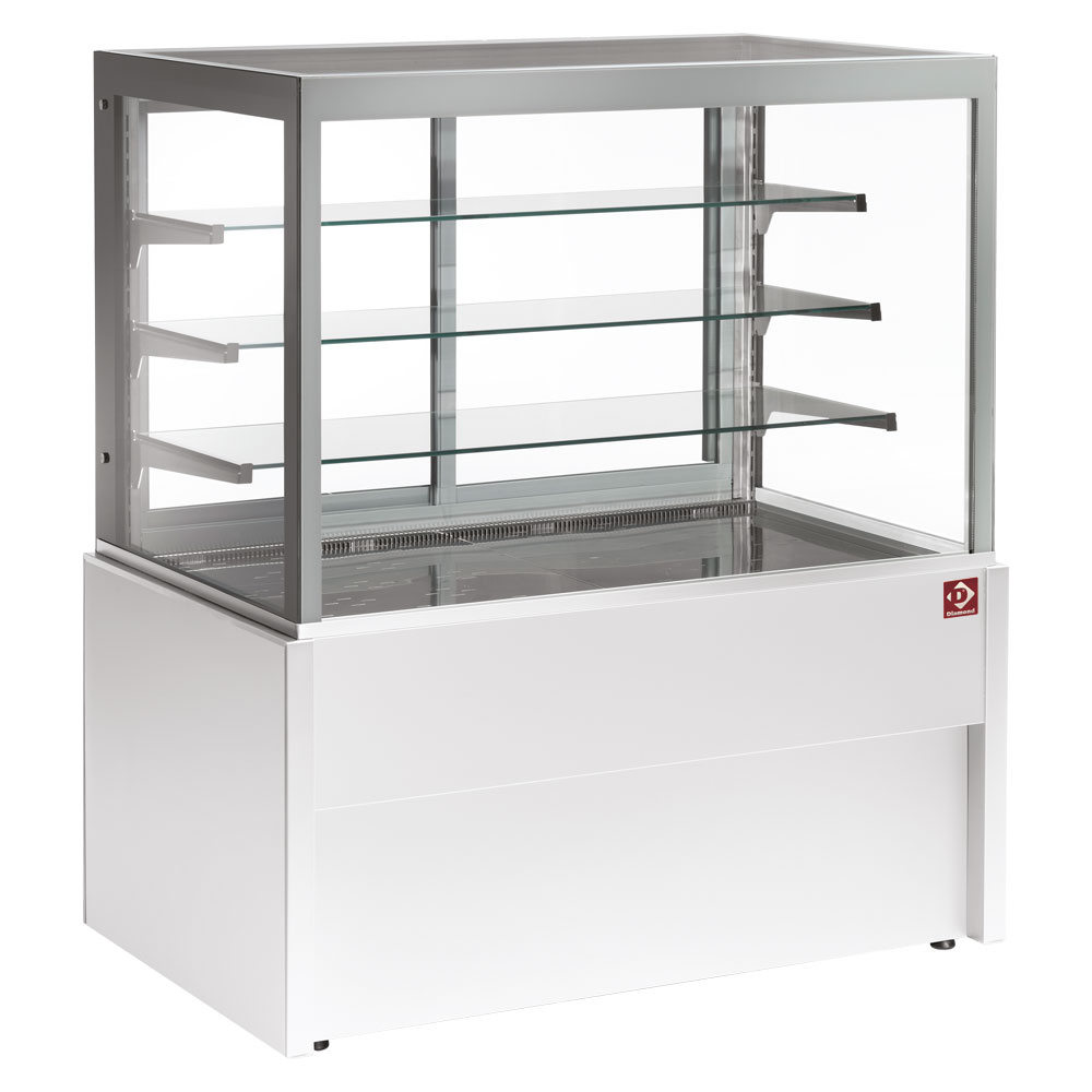Panoramic display counter, neutral, 4 levels, without storage room - WHITE
