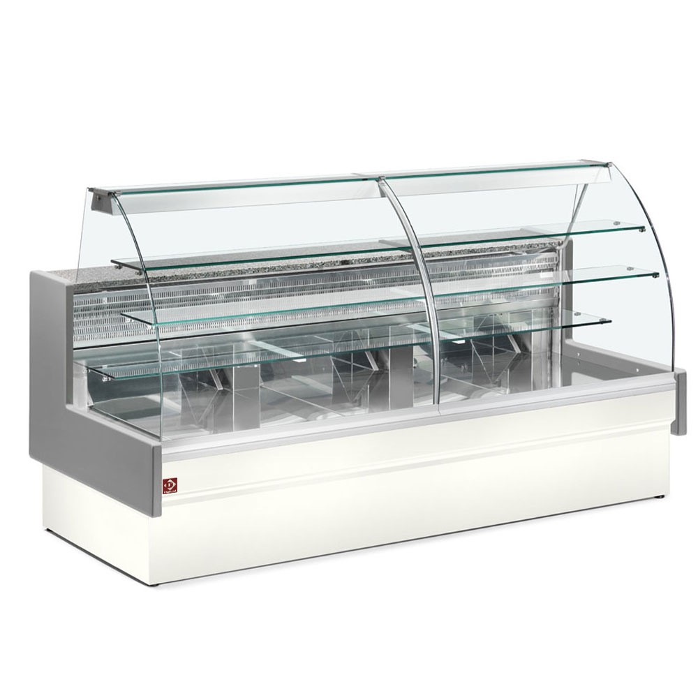 Refrigerated display counter, static, drawer system, without reserve - GREY/WHITE