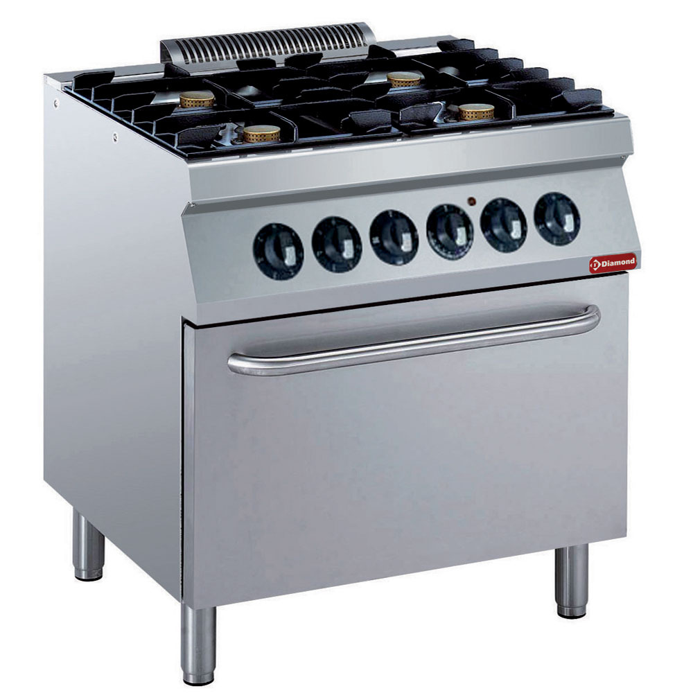 Stove with 4 burners 5,5 kW, electric oven GN 2/1