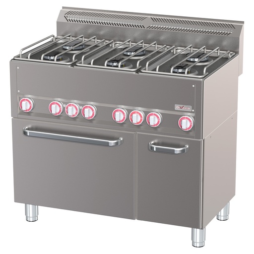 [WR-G6CF-21] Fourneau 6 feux sur four à convection GN1/1 et armoire neutre