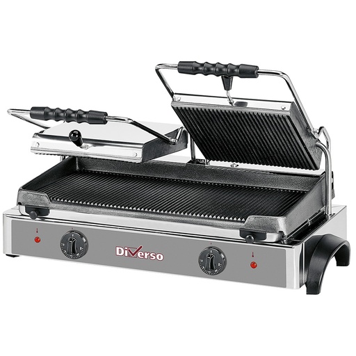 [WR-GR82-62] Grill panini électrique DOUBLE, plaques rainurées