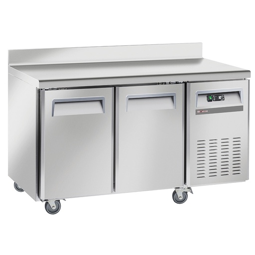 [WR-GTB2-2BD] Table de congélation, ventilé, 2 portes GN 1/1, avec dosseret, sur roues, 2 avec 