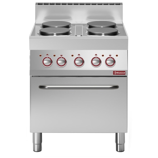 [E65/4PFV7-230V/3-N] Electric range with 4 round hobs and convection oven GN 1/1