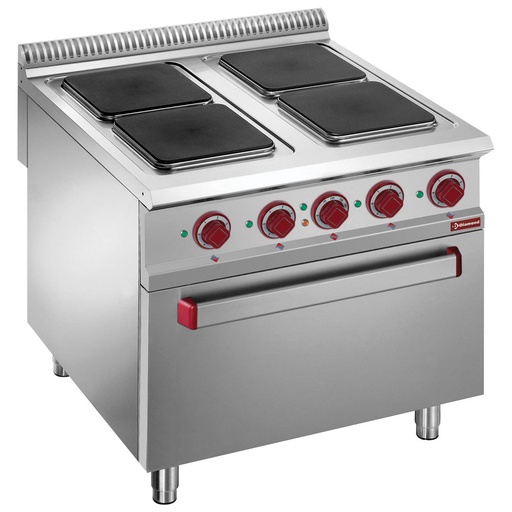 [E9/4PQF8] Electric stove 4 plates with electric GN 2/1 oven