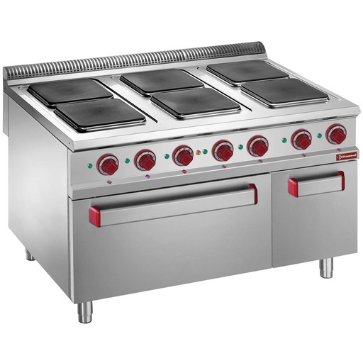 [E9/6PQFA12] Electric stove 6 plates on electric oven GN 2/1, neutral close cupboard