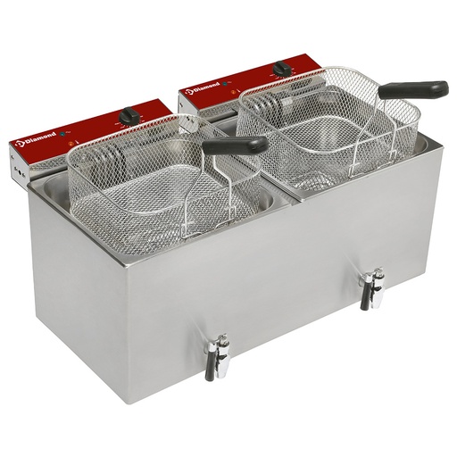 [F12E/D2] Electric table top fryer 2x 12 liters + tap