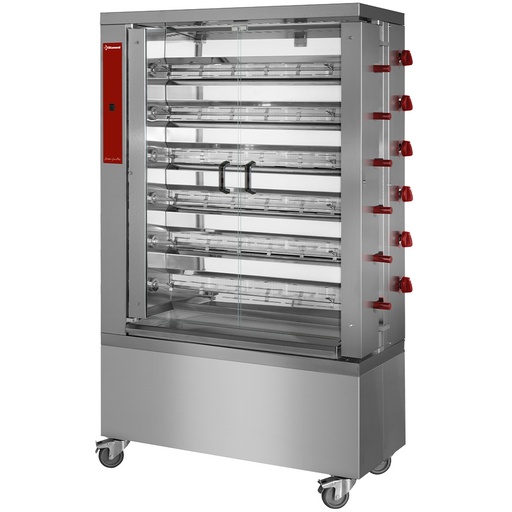 [RVG/6-CM] Chicken gas roaster, 6 spits, with wheels (36 chickens)