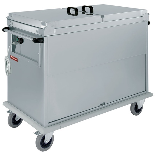 [CTBM/2C-T] Carriage Bain-Marie 2x GN 1/1, 1 T°, with lids, cupboard with tilting door