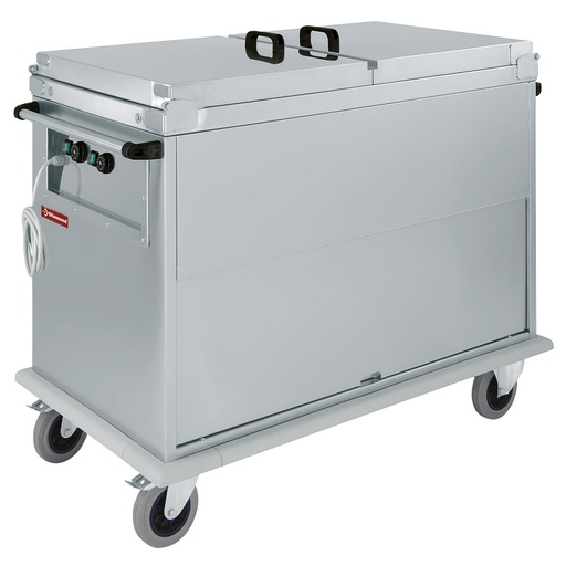 [CTBM/2C-TD] Carriage Bain-Marie 2x GN 1/1, 2 T°, lids, cupboard with tilting door