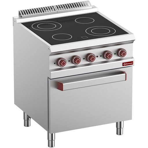 [E7/4VCF7-N] Electric cooker vitroceramics 4 hobs, oven GN 2/1 with electric grill