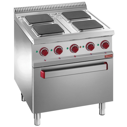 [E7/4PQF7] Electric cooking hob x4 square plates on electric oven GN 2/1 and grill