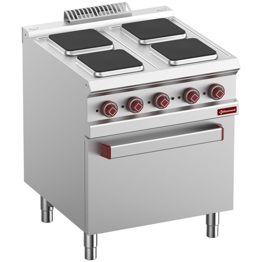 [E7/4PQF7-N] Electric cooking hob x4 square plates on electric oven GN 2/1 and grill