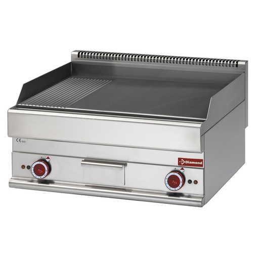 [E65/PM7T-230V/3-] Electric cooking plate 2/3 flat and 1/3 ribbed -top- "Alpha 650"