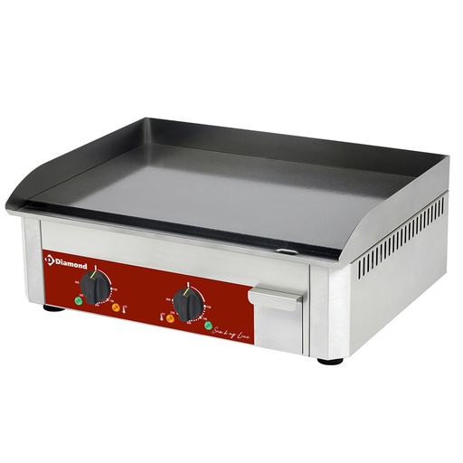 [FTE-60/SS] Electric griddle plate, double, enamelled surface