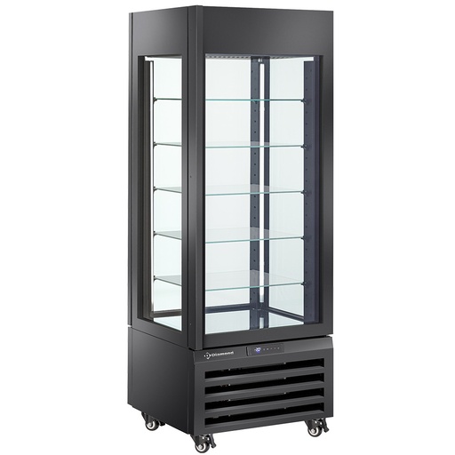 [MAX/507-PB] FULL vitrine 440 Lt., 5 glass levels, ventilated - PASTRY - BLACK