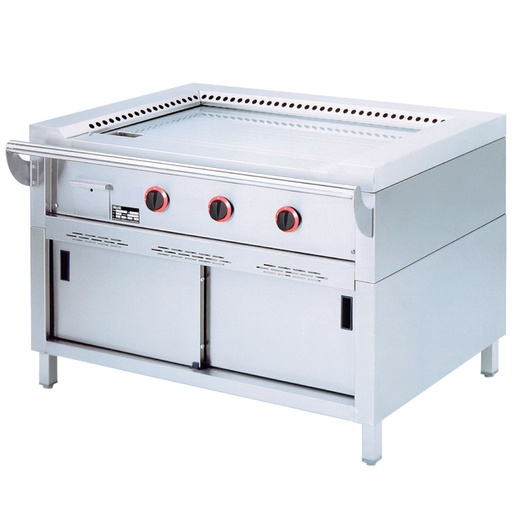 [TPG3-15] Gas "Teppanyaki" plate, 3 areas (3x 7 kW), on cupboard