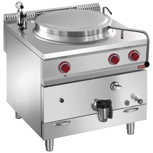 [G9/M10I8] Gas boiling pan, 100-liter tank, indirect heating, on cupboard
