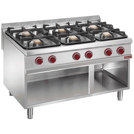 [G9/6BA12] Gas stove 6 burners, open cupboard