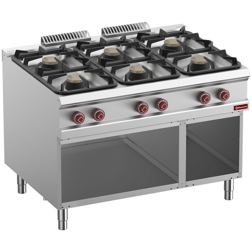[G9/6BA12-N] Gas stove 6 burners, open cupboard