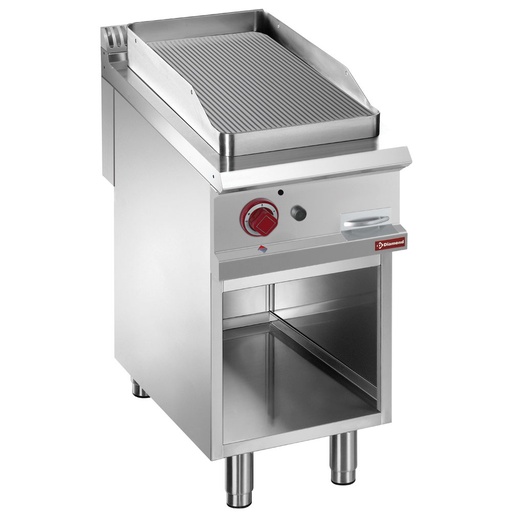 [G9/PRA4] Grooved gas fry top, module 1/2, open cupboard
