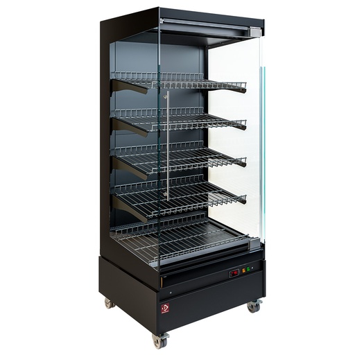 [HAS08-G5] Heated display case, self-service, with glass door, on wheels - FULL BLACK
