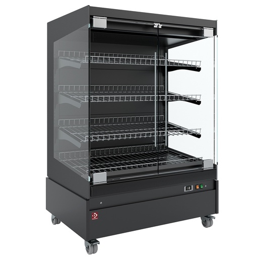 [HAS10-P5] Heated display case, self-service, with glass door, on wheels - FULL BLACK