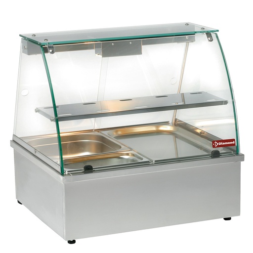 [VBE-211] Hot display case, bain-marie 2x GN 1/1, panoramic