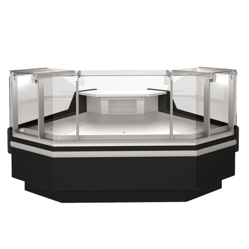 [ORL/C93-AV-B5] Open corner 90°, ventilated, 3 sides - BLACK