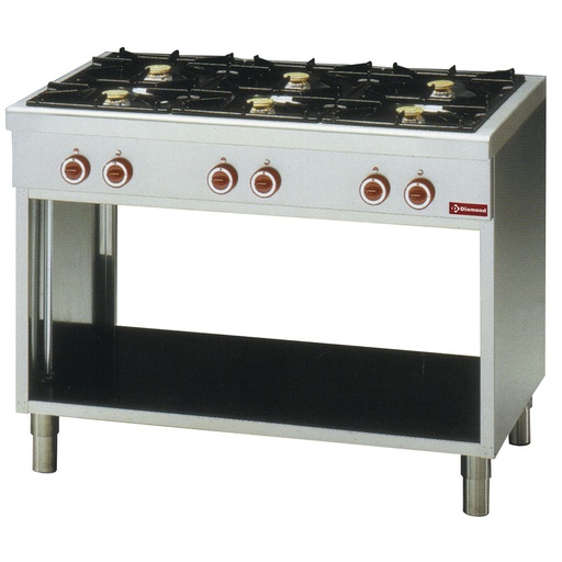 [G65/6BP11-EC] Range with 6 burners, on open cupboard