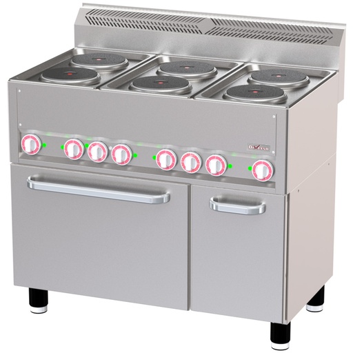 [WR-E6CF-23] Range with 6 electric hotplates on convection oven GN1/1 and neutral cabinet